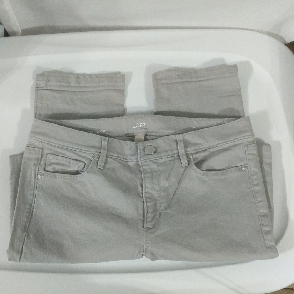 Loft Outlet Modern High Rise Cuffed Crop Grey - size 8